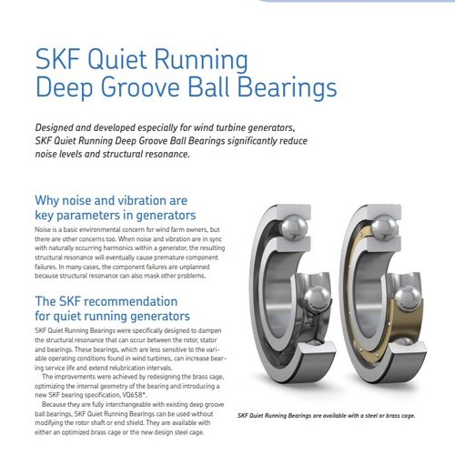 Малошумные радиальные шарикоподшипники SKF